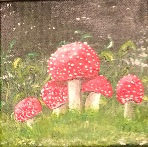Mushroom Series: Complete Set of 4 Original Paintings