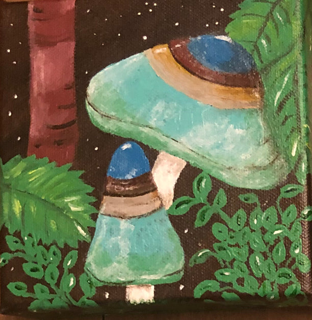 Mushroom Series: Complete Set of 4 Original Paintings